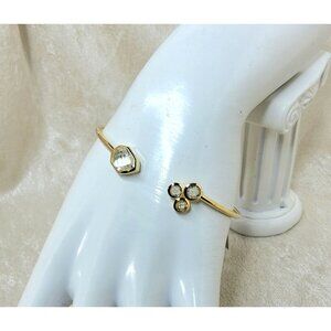 Talia Gold Tone Cuff Bracelet with clear Crystals 14KT Gold Filled